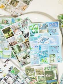 30pcs Cutting Sticker Book, Memory Crease, Retro Style Creative Student Scrapbooking DIY Decorative Stickers, Suitable For Student Diary Sticker Decoration - Multicolor - View 2