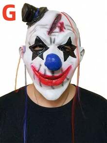 1 件小丑恐怖服装动漫角色扮演面具、节日派对恶作剧道具、微笑小丑恶魔面具、新款小丑迷你面具头饰、化妆舞会万圣节恐怖道具 - 彩色 - 查看 10