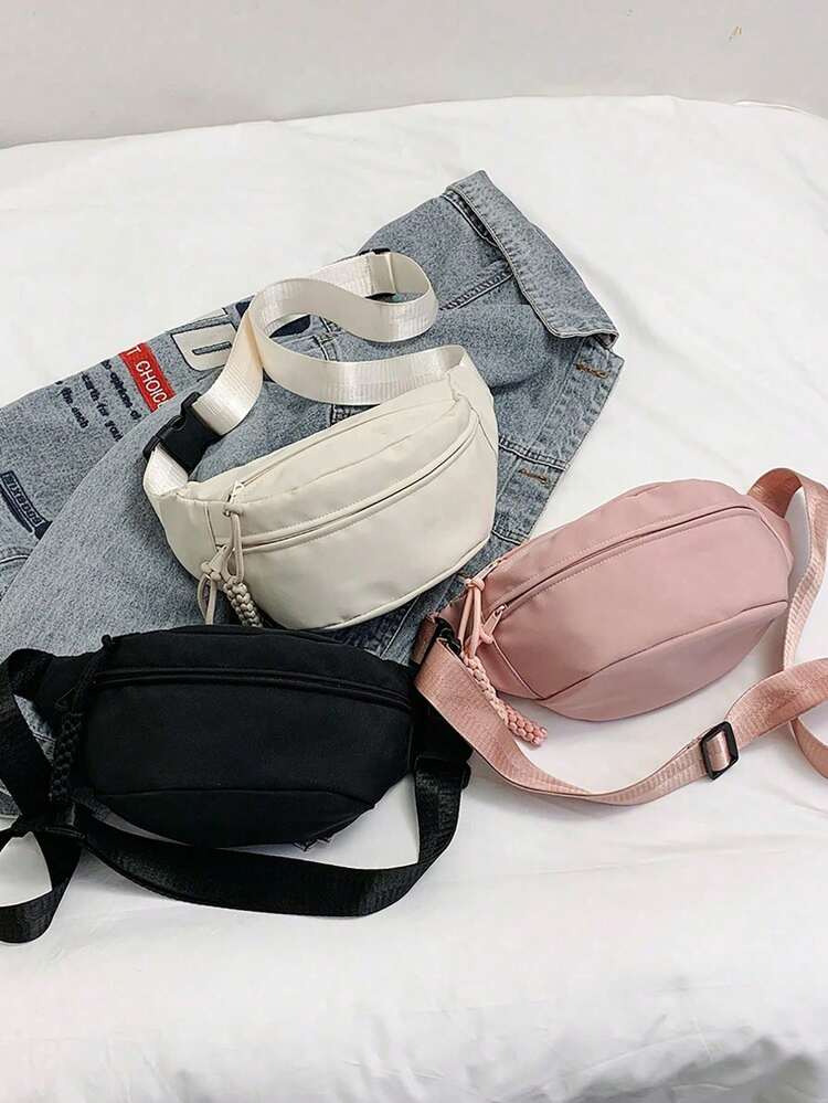 1 pieza Bolso de pecho casual con bloques de color para mujer, bolso deportivo estudiantil, bolso de cintura multifuncional, adecuado para uso diario, deportes al aire libre, correr, viajes, ocio (Bolso de cintura para mujer) - Multicolor - Añade 8