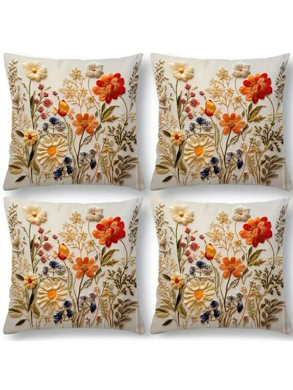 1/2/4 قطعة 45x45 سم، غطاء وسادة طباعة مسطحة 2D، غطاء وسادة مريح للغرفة والأريكة، ديكور منزلي عصري، إغلاق سحاب غير مرئي قماش متين (بدون نواة الوسادة)، ديكور الخريف، ديكور الغرفة