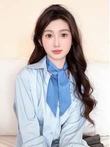 女士发带 4 件套 女士花卉波点蓝白印花围巾头带，时尚百搭优雅头巾，适合日常出行、休闲、派对、通勤、海滩、度假、发型设计、化妆、服装配饰，时尚发带，秋季配饰，秋冬蝴蝶结女士头巾，柔软头巾