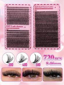 Set di ciglia finte individuali D-Curl da 160/648/680/720 pezzi, include colla, sigillante, pinzette, pennello, adatto ai principianti, libro delle ciglia con grande capacità, adatto per vari look di trucco, ciglia voluminose e soffici per valorizzare gli occhi, lunga durata, design segmentato per una facile applicazione, adatto per uso quotidiano, matrimoni, all'aperto, viaggi, feste in discoteca, festival musicali e altre occasioni, ottimo regalo per le donne