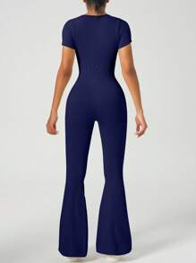 Women Workout Flare Jumpsuits ,High Stretch Athletic Jumpsuit, Gym Bodycon Scrunch Butt Yoga Rompers