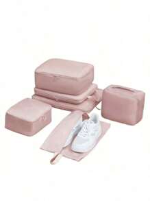 6 件套旅行收纳袋 - 轻质网眼拉链收纳袋，适用于行李箱、衣服、鞋子和化妆品 - 露营配件、行李袋、洗漱包、化妆品收纳袋、手提包、节日和返校必备品、女士旅行袋和洗漱包