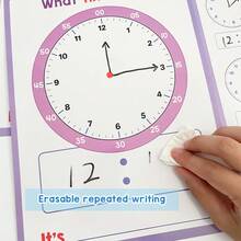 10pcs A4 Time Cognition Learning Writing Children's Clock Practice Sheets, Double-Sided Printing, Reusable - Multicolor - View 9