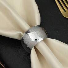 6 件优雅高端金属蜂窝纹理餐巾环，适用于婚礼、万圣节、圣诞节、生日和活动餐桌装饰，适用于高级餐厅、酒店等。 - 金色 - 查看 6