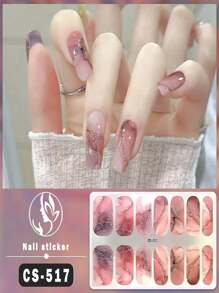 1pc No-Bake Marble Pattern Glitter Nail Stickers, Waterproof Peel-Off Nail Art Stickers, Full Nail Wrap, Women's Nail Art, Self-Adhesive Nail Stickers, Minimalist & Fashionable, Easy To Use, Suitable For Holiday Decoration, Party Decoration, Stage Decoration, Daily Decoration, Holiday Gifts, Birthday Gifts, A Perfect Gift For Loved Ones
