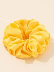 1pc Yellow Satin Oversized Scrunchie, Elegant Stretchy Hair Tie, Nape Hair Accessory, Hair Ties, Scrunchy Hair Ties, Washing Face, Hair Accessories Ponytail Head Accessories Elastic Band - Yellow - View 4