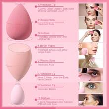 17PCS Makeup Sponge Set With 6PCS Powder Puff, 3PCS Mini Makeup Sponges, 3PCS Foundation Mini Make Up Sponge Puff And 1PCS Make Up Sponges Holder (Black) - Pink - View 3