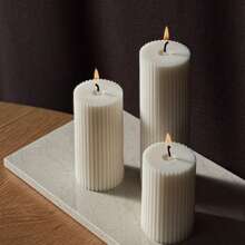 5-20 厘米罗纹大豆蜡柱状蜡烛 - 现代白色棉芯装饰，适合婚礼、水疗中心、教堂和家庭 - 非常适合送给最好的朋友和女士的礼物、卧室装饰、家居装饰