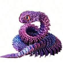 Nuevo 2025 Estatua de serpiente rizada - Juguete de serpiente posable y suave impreso en 3D con huevo de serpiente, diseño de criatura mítica, juguete de decoración del hogar para alivio del estrés, adecuado para Navidad, para mayores de 14 años (color de ojos aleatorio), juguete antiestrés, juguete, juguete sensorial, juguete para adolescentes, que brilla en la oscuridad, juguete para apretar, juguete, regalo de cumpleaños/Pascua - Multicolor - Ver 4