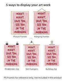 1 tranh treo tường không khung Love You Tonight sọc hồng và thiết kế chữ đỏ, áp phích lãng mạn đêm hè cho trang trí phòng ngủ/phòng khách/ký túc xá, áp phích vui nhộn để trang trí phòng, quà tặng Valentine hoàn hảo và trang trí trở lại trường (bản in treo tường, trang trí) - Nhiều màu - Xem 5