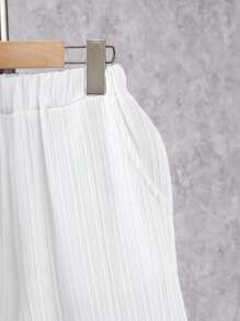 2pcs/Set Tween BoysCrinkle Long Sleeve Shirt With Pockets And Casual Pants Suit, Gentleman Style, Ages 8-12, Spring/Autumn - White - View 5