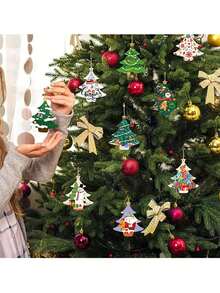 12pcs Unfinished Wooden Christmas Tree Ornaments, DIY Painting Craft Kit (Includes 10 Wood Slices, 1 Pack Of Colored Pens, 1 Bundle Of Jute Rope), Creative Hand-Painted Home Decor, Suitable For Halloween, Christmas, DIY Wood Painting, Wood Slices, Hotels, Restaurants, Family Gatherings, Holidays And Year-Round Decoration, Birthday Party Gifts