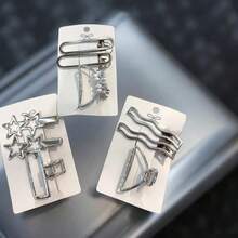 Z.W BIJUX - Kit Of 3 Gold Metal Alloy Hair Clips - 銀色 - 查看 3