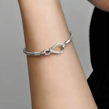 New Design Infinity Symbol & Snake Bone Bracelet, Suitable For 925 Sterling Silver DIY Bangle, Fashionable & Elegant Jewelry For Women, Birthday & Wedding