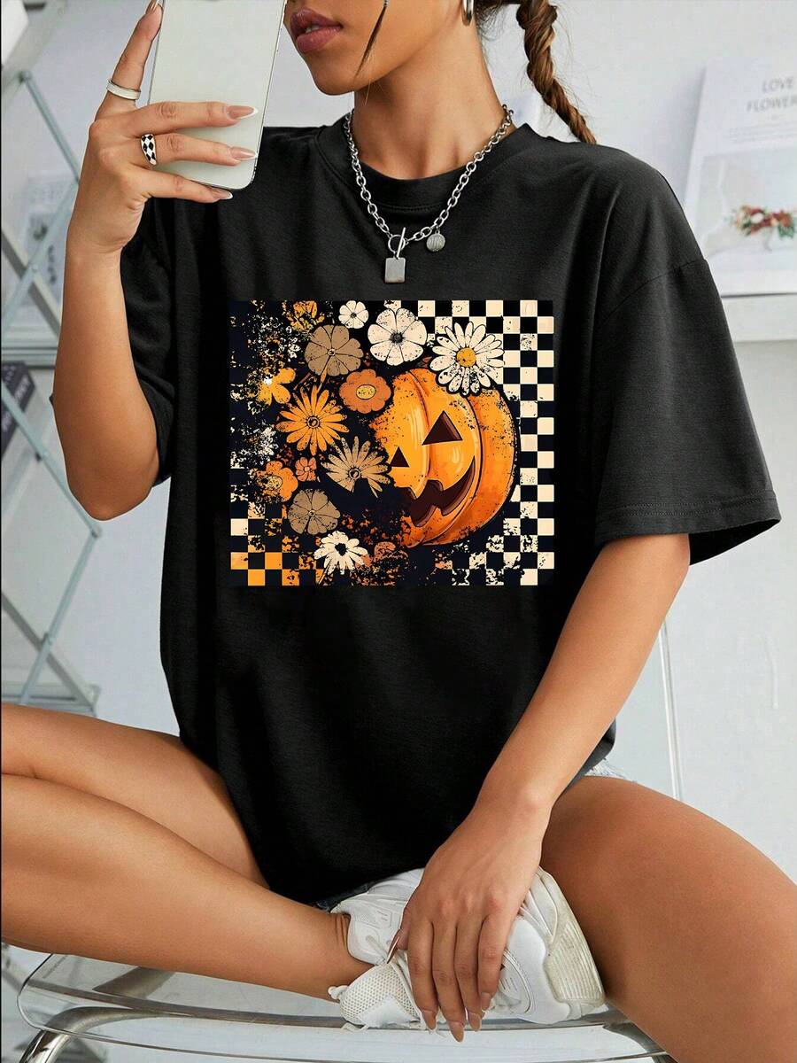Peace Love Hippiness Women's Graphic T-Shirt - Colorful Flower & Car Design, Short Sleeve Loose Fit Tee (Purple, XX-Large) - View #7