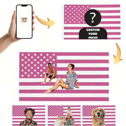 1pc Customized American Flag, Customizable Flag, Add Photos And Text, Also Suitable For Customized Tapestry, Garden Flag, Applicable For Birthday, Wedding, Valentine's Day, Halloween, Christmas, Party, Father's Day, Mother's Day, Easter, New Year, Thanksgiving, Home Decor, Bedroom Aesthetics, Wall Art, Graduation Ceremony, Tea Room, Bedroom, Living Room, Anniversary, Home Decoration, Sofa, Bed, Car, Outdoor, Garden ,Forever Love