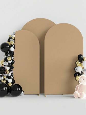 婚礼拱门卡其色拱门背景，4 英尺 5 英尺 6 英尺 6.6 英尺 7.2 英尺婚礼拱门盖 2 面氨纶层压面料拱门背景圆顶拱门背景面料适合生日派对婚礼拱门支架装饰（不含拱门支架，仅面料背景）-适用于 Chiara 背景支架棕褐色氨纶拱门盖气球拱门盖弹性背景适合婴儿送礼会仪式