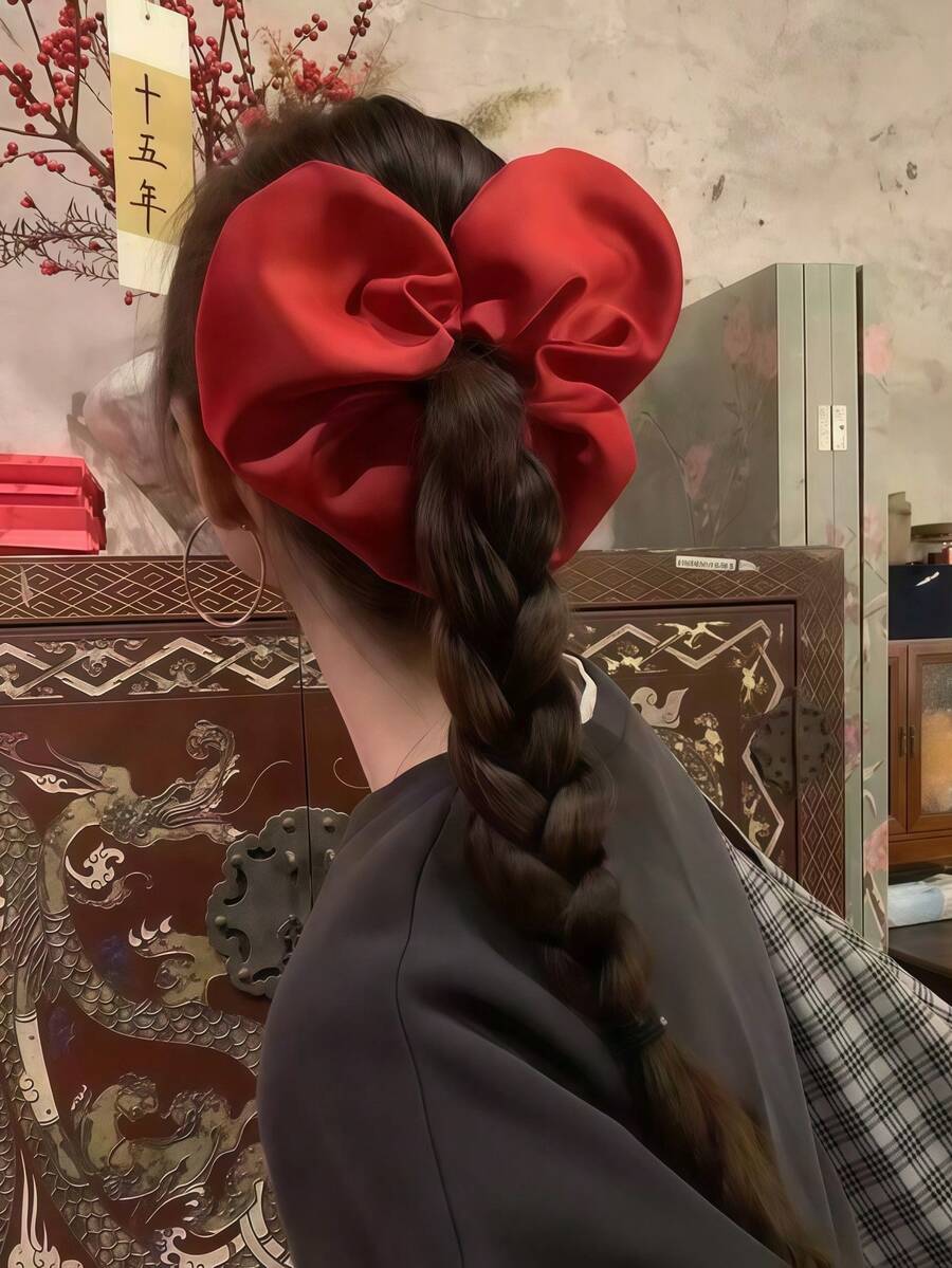 4条装纯色优雅复古宫廷风涤纶缎面心形发圈，高弹力发绳，时尚浪漫设计，适合女孩，是情人节、旅行、摄影配件、马尾辫发圈、洗脸发饰、头饰、化妆家居健身女性配饰头饰的理想之选。