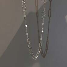 1 pezzo Collana in argento sterling 925 con fermaglio a onda, lama a spruzzo, gioiello ipoallergenico con bagliore scintillante