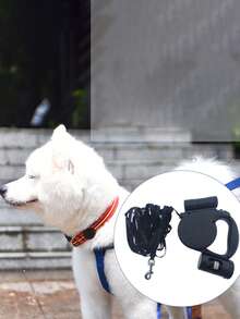 1 件便携式多功能伸缩狗自动牵引绳，中小型犬散步工具，不含电池，包含一卷便便袋，要开灯，您需要自行准备三节 AA 电池，宠物用品，宠物必备，宠物外出，宠物户外旅行，万圣节和圣诞节礼物