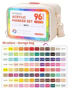 Languo 9支装丙烯颜料马克笔套装,720色可混色软头,适用于绘画、DIY手工、学校美术用品、绘画课程、返校季 - 彩色 - 查看 6