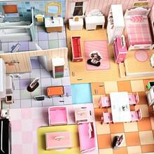 Rompecabezas de cartón de personalidad creativa, habitación de casa de muñecas 3D, sala de rompecabezas de papel, juego de simulación, casa de muñecas de papel.Escenario de producto: entrega aleatoria - Multicolor - Ver 12