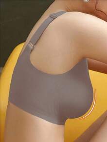 Sujetador sin costuras y sin alambres para talla grande, con espalda de estilo racer, ajustable, ligero, apto para uso diario y deportes - Gris - Ver 1