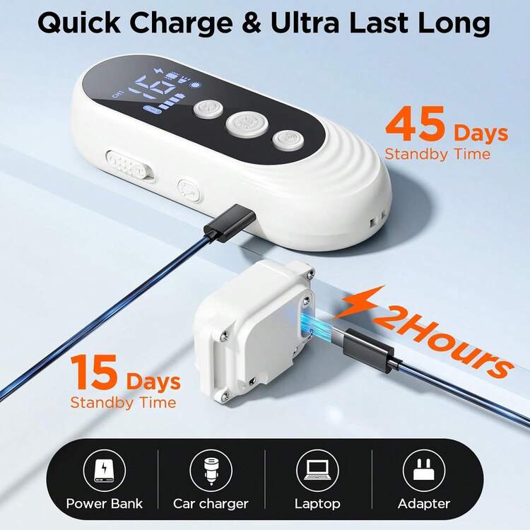 Dog Shock Collar, 3300ft Dog Training Collar With Remote, IPX7 Waterproof Rechargeable Sleek Modern Shock Collar For Small, Medium, Large Dogs With Beep, Vibration, Safety Shock, Light Mode, 8-120 Lbs,9392091 - Sky Blue - View 9