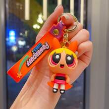 Warner Bros Portachiavi a forma di girl con powerpuff - Anello elegante per chiavi d'auto, zaino, portafoglio - Regalo per PDG, fans, cartoni animati - Collezionabile per uso quotidiano e Occa speciale