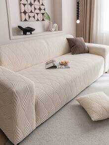 1 件多功能提花羊羔绒沙发套，家具防尘罩，可机洗，防宠物，适用于卧室、客厅、办公室和其他家居装饰，适合 1/2/3/4 座沙发（多种尺寸可选） - 米色 - 查看 4