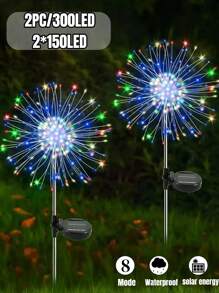 8 种模式太阳能烟花灯,IP65 防水和自动开/关,适用于花园、庭院、小路、亭子、婚礼、派对、装饰灯、圣诞节、万圣节、情人节装饰氛围灯,60-360 LED(暖白/白/彩色) - 黑色 - 查看 32