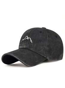 复古做旧水洗棒球帽，男女款休闲棒球帽，带刺绣山峰帽檐