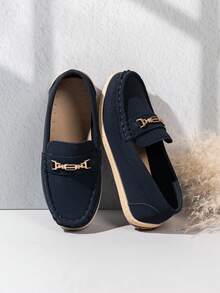 儿童乐福鞋，优雅的男孩和女孩乐福鞋，百搭，可爱的公主风格圆头平底设计，永恒的儿童鞋 - 黑色 - 查看 2