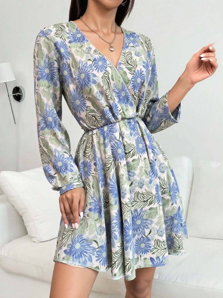 JUMP SUIT FLOREADO TELA FRESCA TEXTURA SUAVE Estampado Integral Floral Hoja Bohemio Cinturón Envolvente Boda - Rosa Fucsia - Ver 1