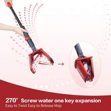 Easy Twist Flat Mop With One-Click Water Release, Self-Wringing Mop With 270° Spin Tech, Dual-Active Fiber Head & Hand-Free Washing (1 Mop+3 Mop Pads) - 1 - 查看 4