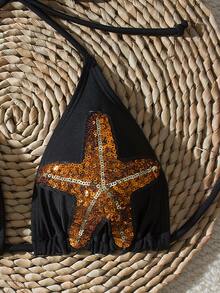 Conjunto de bikini sexy con estrella de mar para vacaciones en la playa