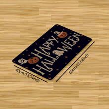 1pc Halloween Pumpkin Pattern Printed Non-Slip Linen Kitchen Rug, Doormat, Bath Mat, Suitable For Living Room, Bedroom, Hallway, Bathroom, Laundry Room - Polyester Carpet, Indoor Outdoor Home Decor, Halloween Decoration, Halloween Gift