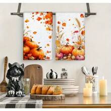 1/2/4pcs Autumn Pumpkin Pattern Decorative Towels - Super Absorbent Microfiber Towels, Machine Washable, Suitable For Holiday Decoration, Cooking, Baking, Housewarming Gifts And Cleaning, Fit For Kitchen, Bathroom, Toilet