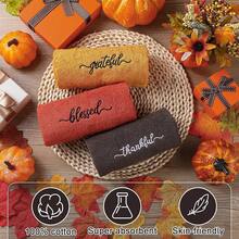 Peryiter - 3 toallas de mano para decoración de baño, de algodón de 14 x 29 pulgadas, rústico, bordadas para decoración de cocina bohemia, regalo cristiano inspirador (serie café, bendito agradecido) - Naranja Otoño - Ver 3