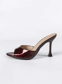 Sandales à talons hauts sexy à la mode pour femmes, style européen et américain britannique, bout pointu et rond élégant à la française, talon carré fin minimaliste et confortable en couleur assortie, brillant laqué, Glissant décontracté pour le travail et les sorties, matériau léger miroir mi-violet chaud et brillant en PU, chaussures de mode de rue élégantes pour le printemps, l'été et l'automne, sandales élégantes de bureau, de fête et d'extérieur en couleur unie brillante
