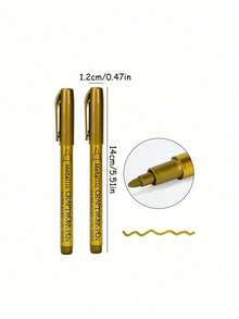 2pcs Gold & Silver Metallic Paint Markers, DIY Hand Lettering Pens For Signing, Marking, Suitable For Glass, Wood, Metal And Other Materials