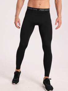 Pantalones deportivos para hombres, calcetines de entrenamiento de baloncesto, gimnasio de secado rápido - negro - Ver 5