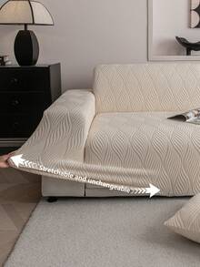 1 件多功能提花羊羔绒沙发套，家具防尘罩，可机洗，防宠物，适用于卧室、客厅、办公室和其他家居装饰，适合 1/2/3/4 座沙发（多种尺寸可选） - 米色 - 查看 6