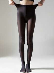 1 pieza Medias de seda de 80g/220g para mujeres para primavera y otoño, calcetines largos y sexys transparentes negros, leggings y medias gruesas y cálidas de felpa para el invierno, pantalones ceñidos para el trabajo y los negocios en invierno (adecuados para temperaturas de 15-25°)