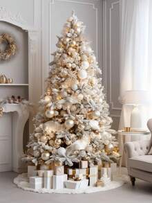 1pc-Faux Fur Christmas Tree Skirt White Plush Skirt For Merry Christmas Party Christmas Tree Decoration