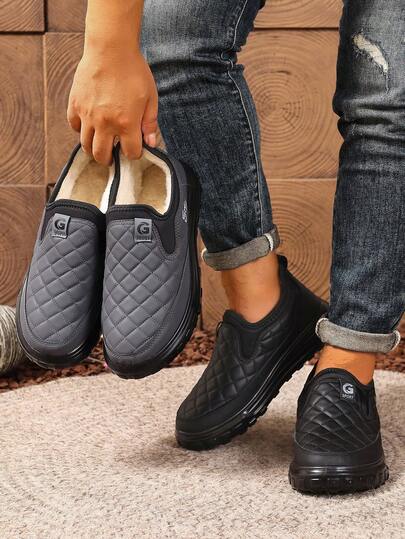 男士冬季雪地靴，防水防寒防滑户外雪地靴，轻便，一键式，纯色