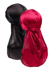 4 件男士仿丝长尾海盗帽，缎面 Durag 头巾，适合日常和运动使用海盗帽海盗服装 - 彩色 - 查看 11