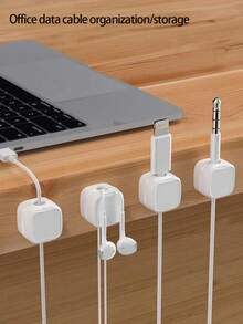 3pcs Cable Management Organizer Set, Magnetic Desktop Cable Clips, Hidden Charging Cable Holder, Suitable For Bedside Table, Kitchen Appliances, Office Supplies - Multicolor - View 5